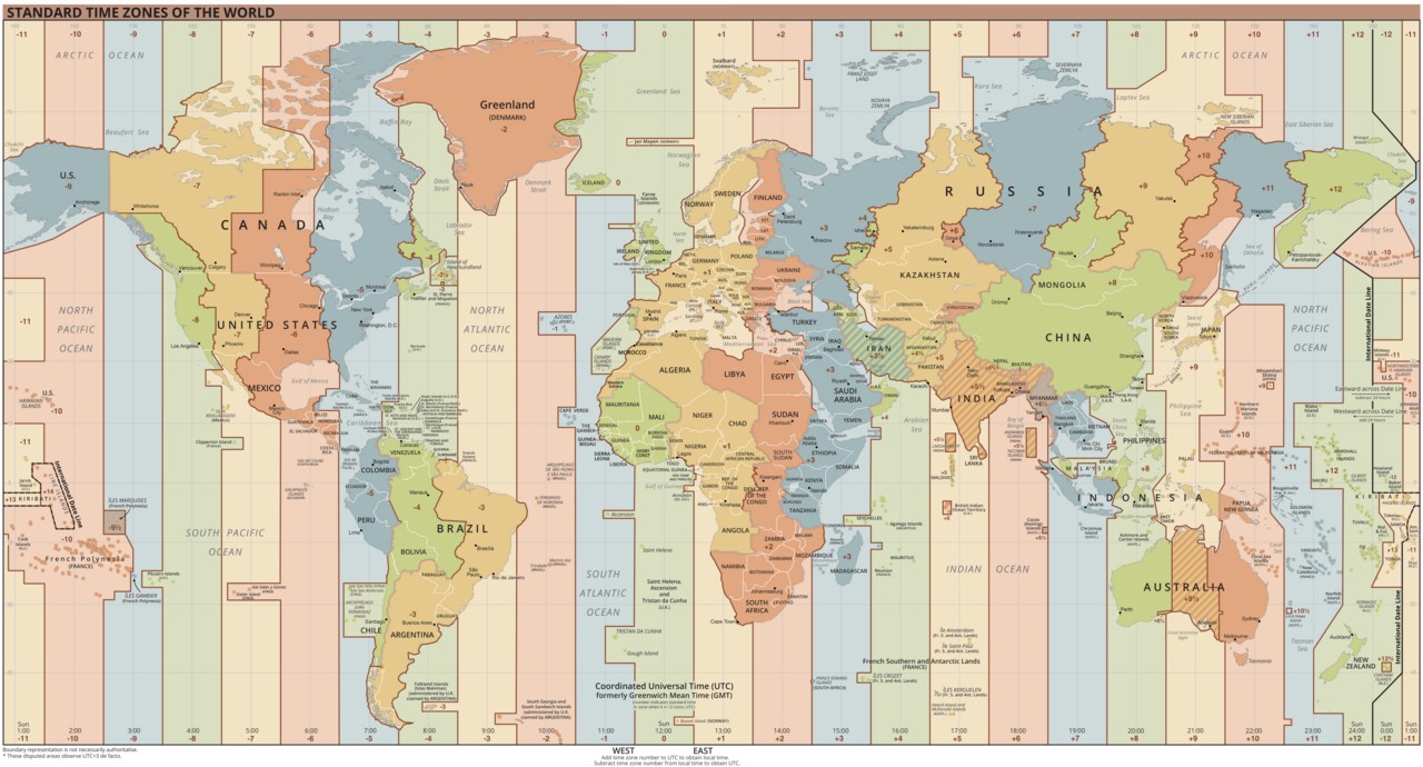 Clock illustrating different time zones