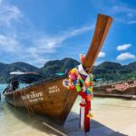 Boats docked on a beach in Thailand