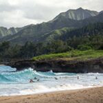 Couple enjoying a sunset view on a Hawaiian beach, embodying the romantic getaway experience