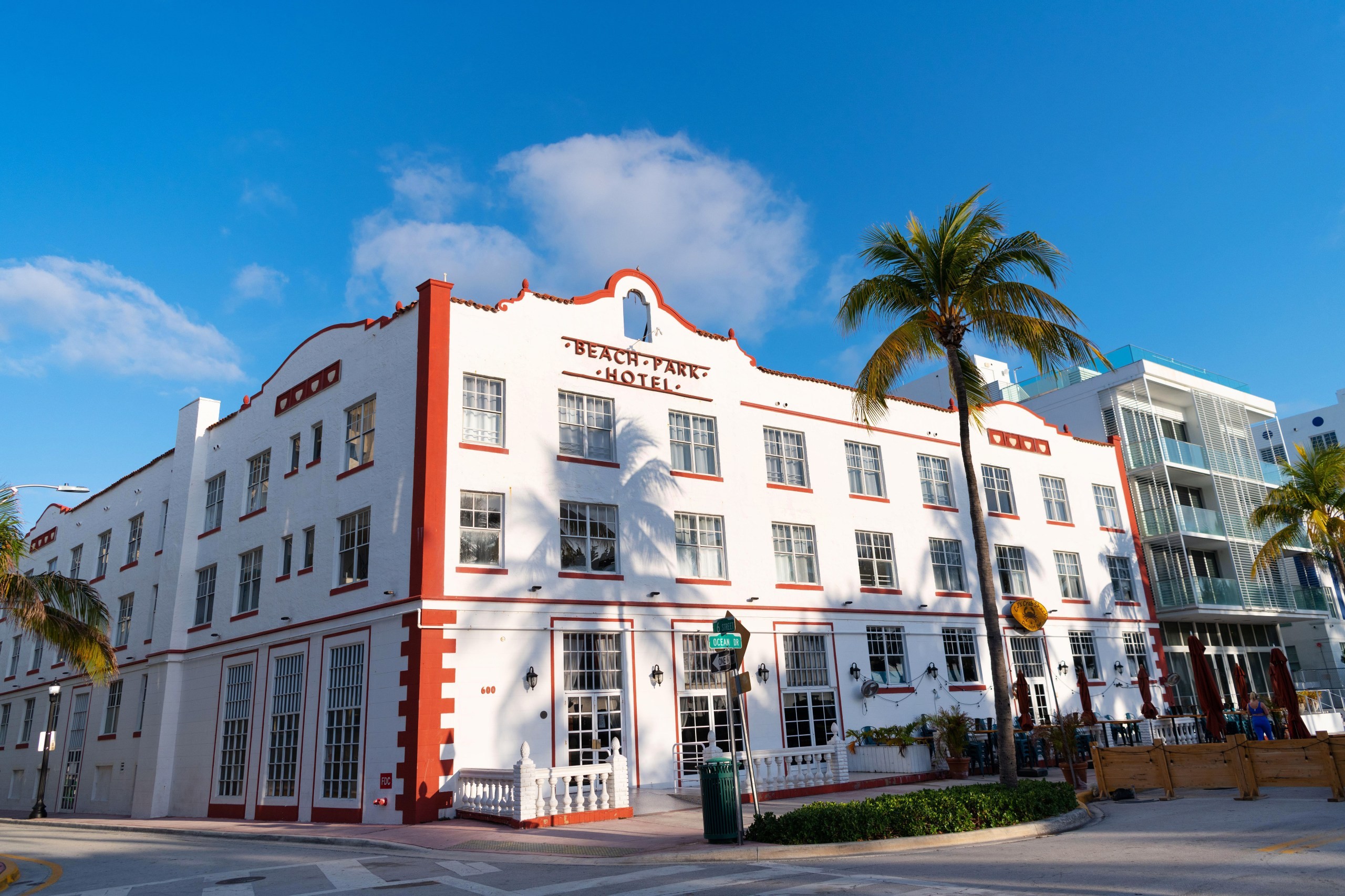 Ocean Drive in Miami Beach showcasing art deco hotels
