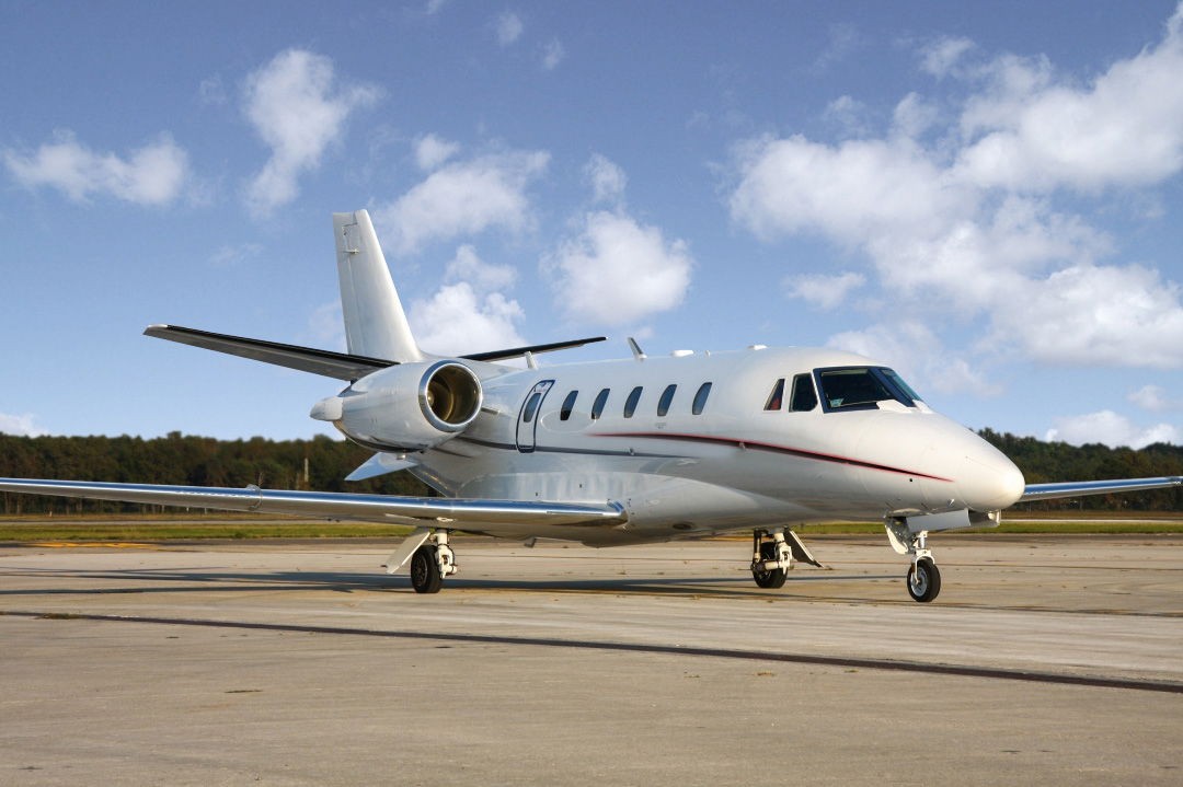 Air ambulance jet in flight, symbolizing rapid and specialized medical transport