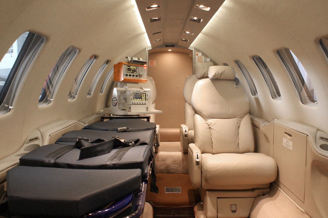 Patient with medical escort in flight