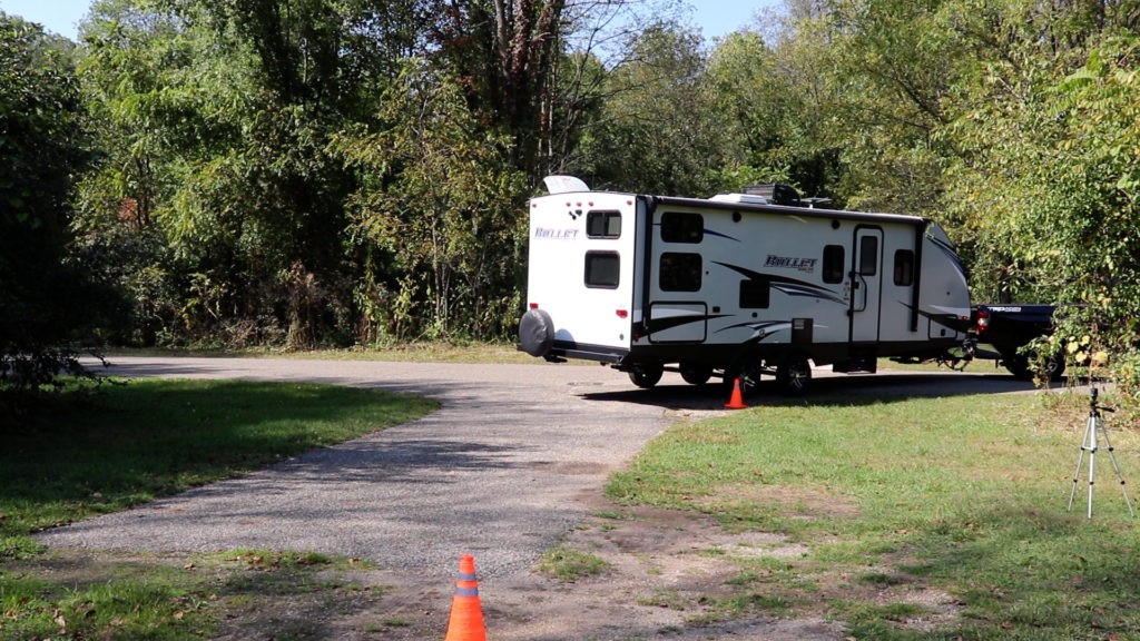 Pivot Your Wheels Around the Cone Mark as You Cut into the Campsite