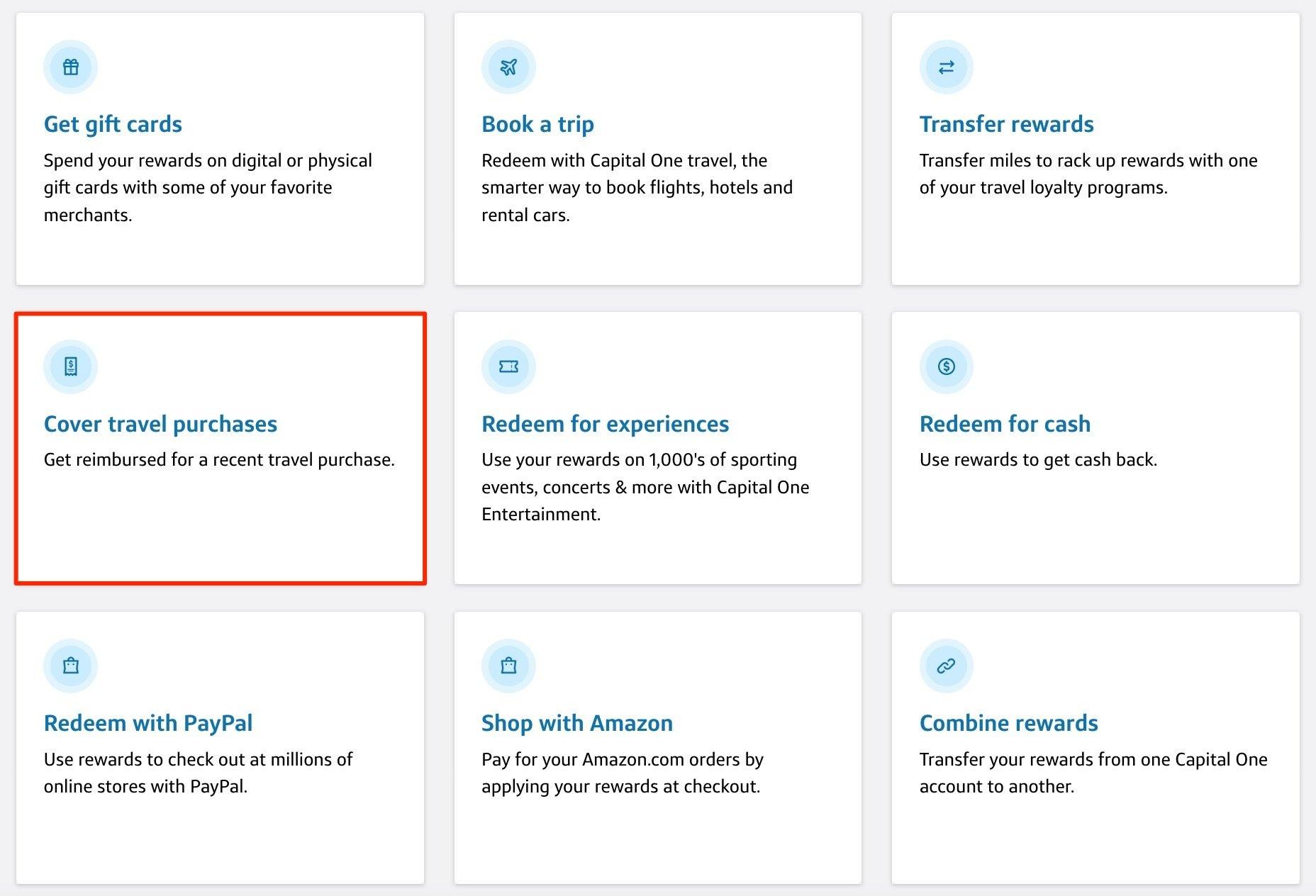 Options for redeeming capital one miles