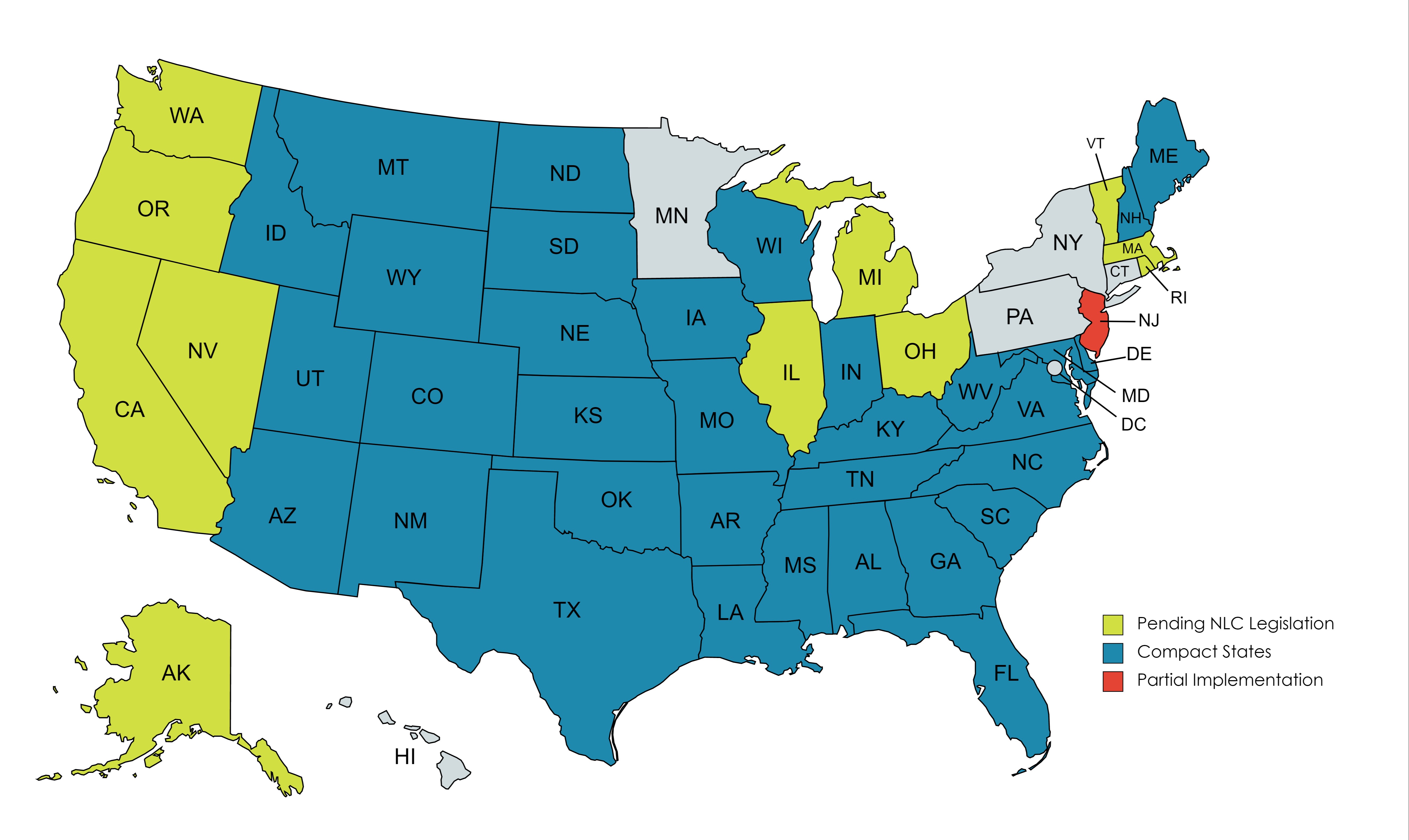 Nurse Licensure Compact States Map