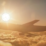 Woman sleeping on a plane, illustrating jet lag and circadian rhythm disruption