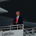 Donald Trump boards his plane