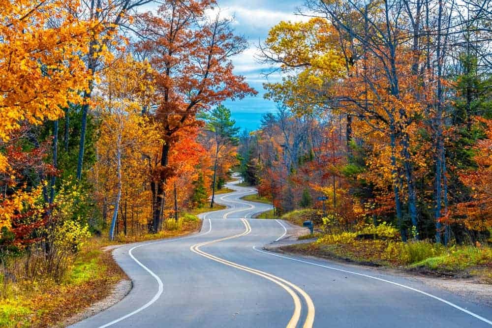 Door County Scenic Road in autumn