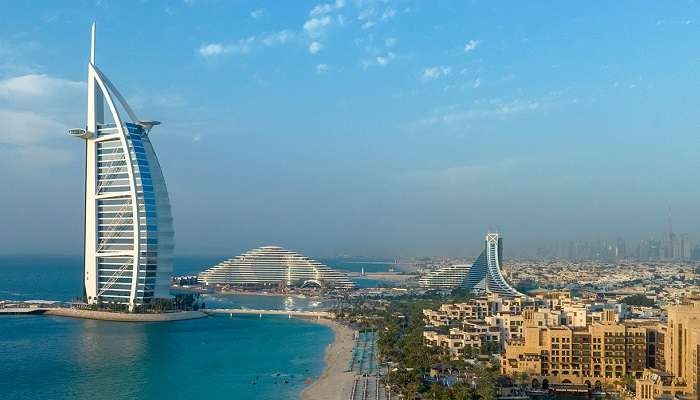 Dubai skyline featuring Burj Khalifa and modern architecture