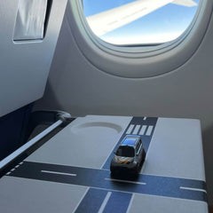 Roadway tape on a tray table