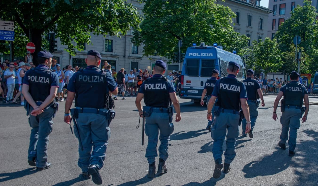 Police officer patrolling in Rome, Italy