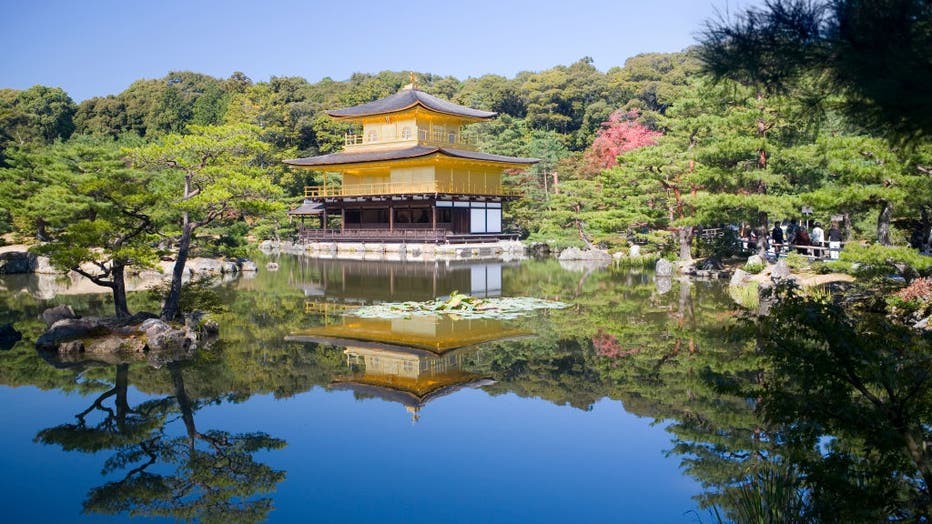 Kinkaku-ji Temple, also known as the Golden Pavilion, photographed in Kyoto, Japan, showcasing its serene beauty