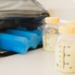 Breast milk storage bags in a cooler