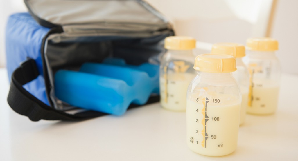 Breast milk storage bags in a cooler