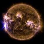 An illustration of a solar flare, a source of dangerous space radiation