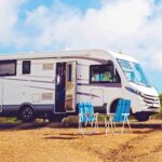 Travel Trailer Parked at Campsite