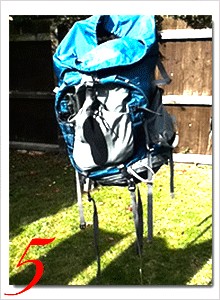 Hanging a Washed Travel Backpack to Air Dry in the Sun