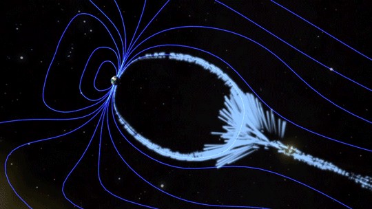 Conceptual depiction of a warp drive distorting space-time.