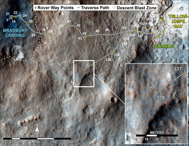 Mars rover Curiosity's traverse map