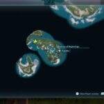 Palworld map with fast travel locations highlighted, showcasing TRAVELS.EDU.VN expertise in game navigation.