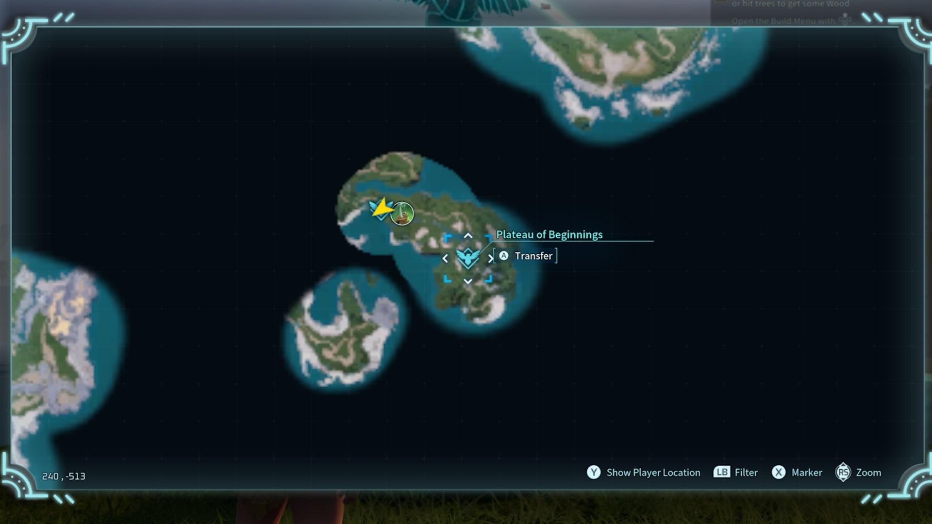 Palworld map with fast travel locations highlighted, showcasing TRAVELS.EDU.VN expertise in game navigation.