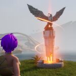 Palworld locked Great Eagle Statue surrounded by orange light