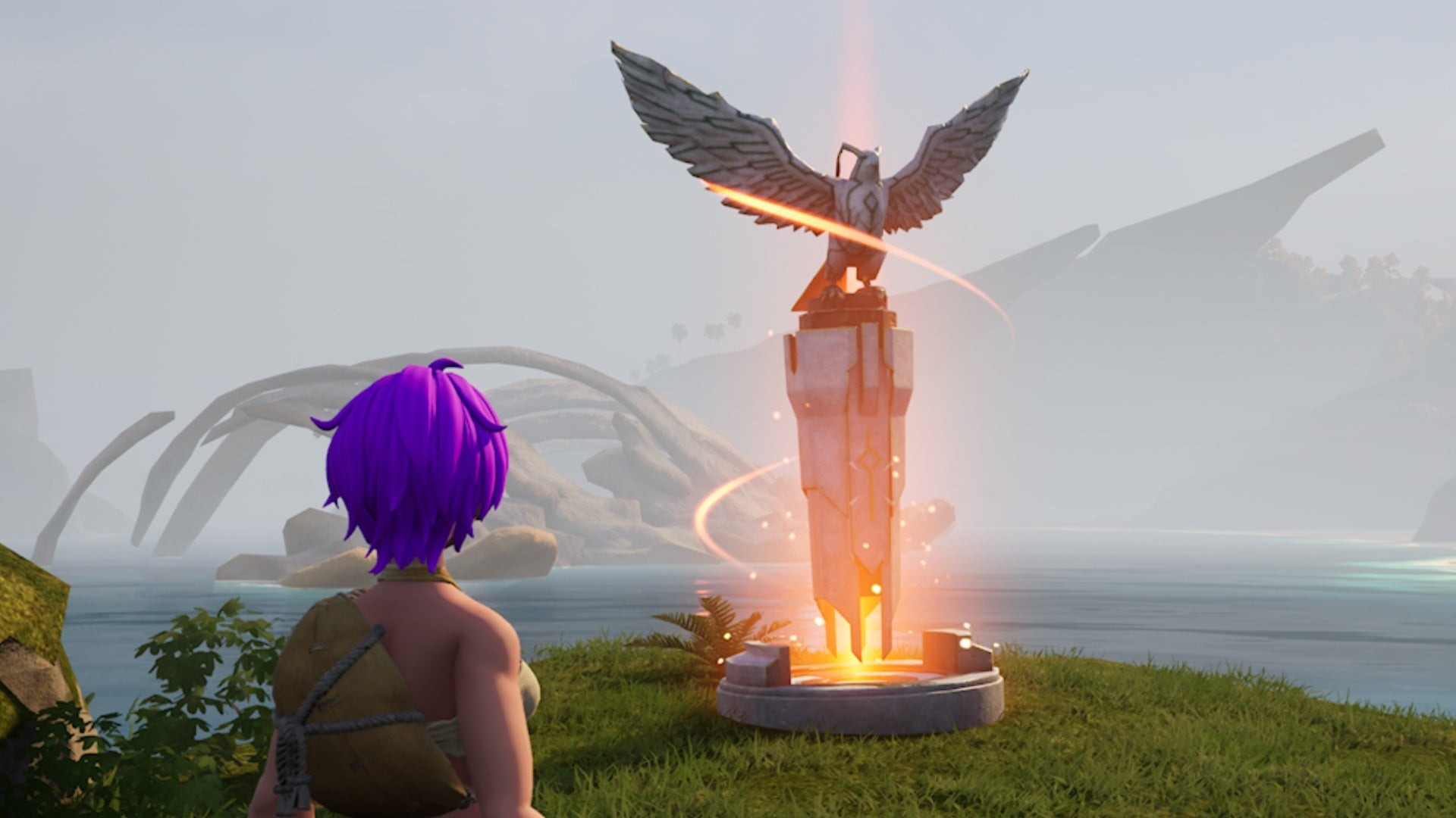 Palworld locked Great Eagle Statue surrounded by orange light