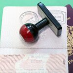 Passport control with passport and boarding pass