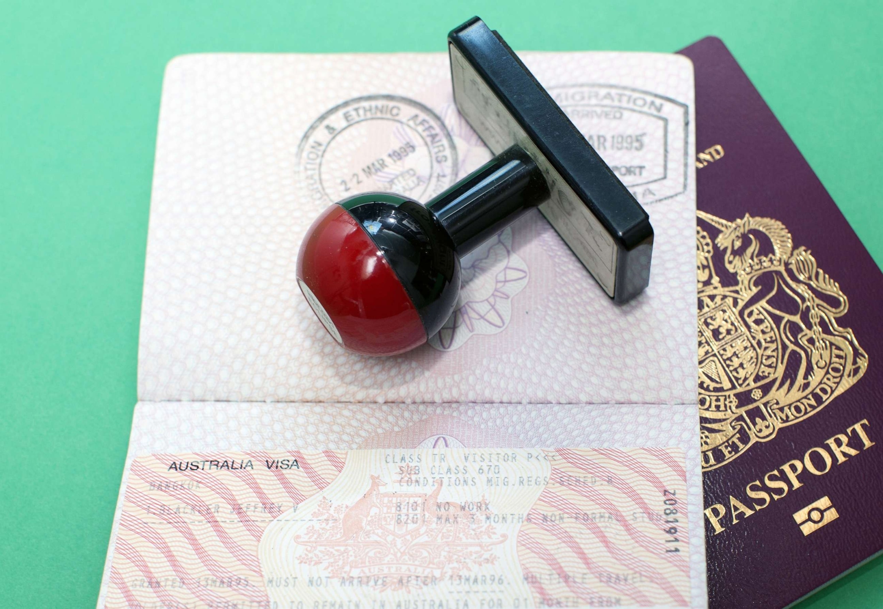 Passport control with passport and boarding pass