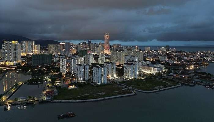 George Town, Penang at night showcasing the city's architecture and vibrant atmosphere