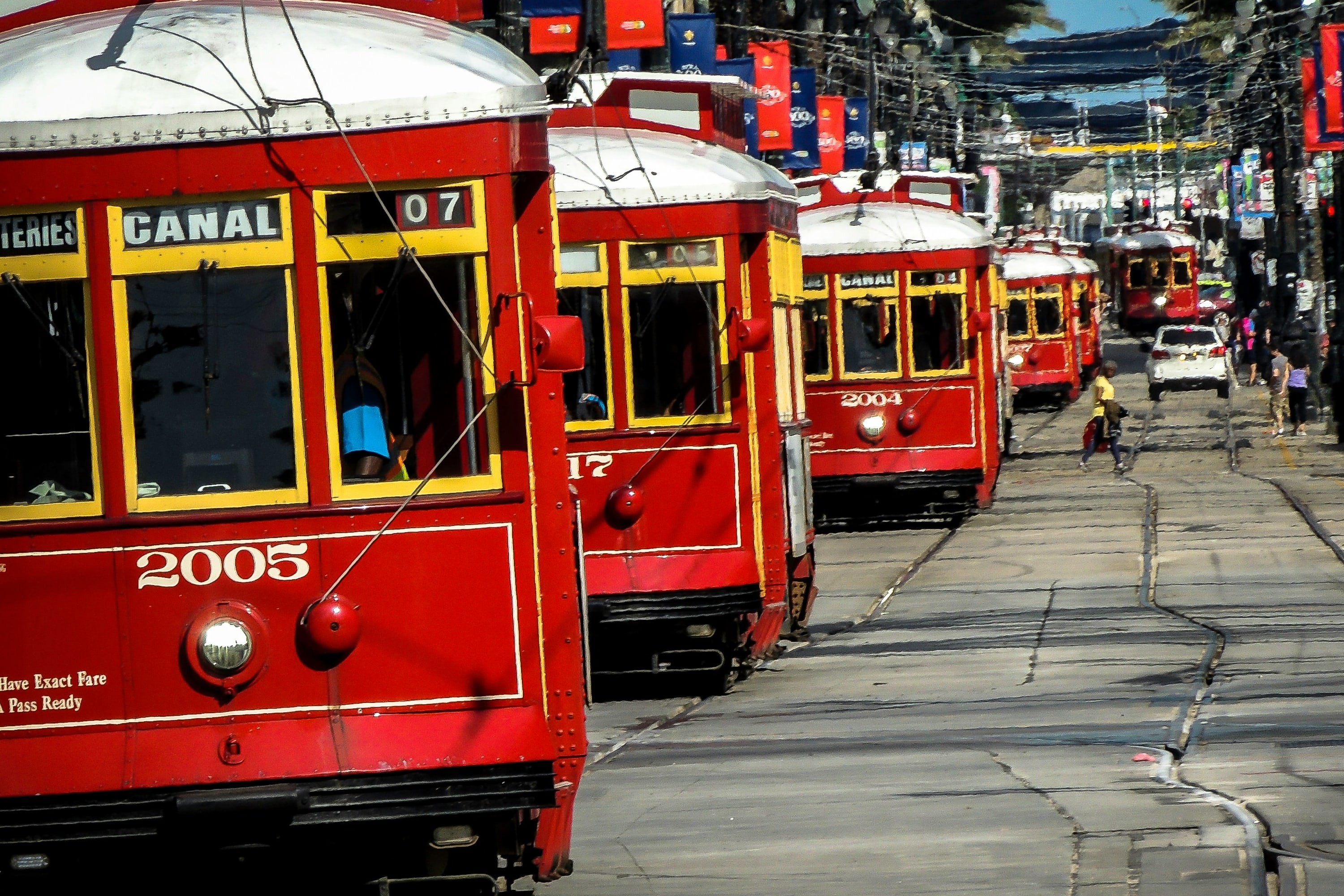 Street cars in New Orleans on a sunny day