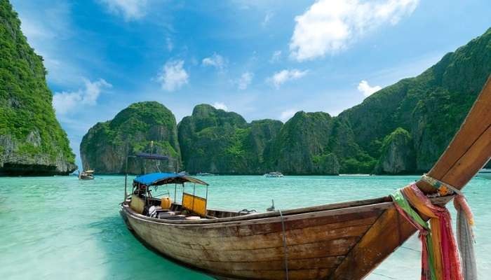 Panoramic view of Phuket, Thailand highlighting the island's beautiful coastline and lush greenery