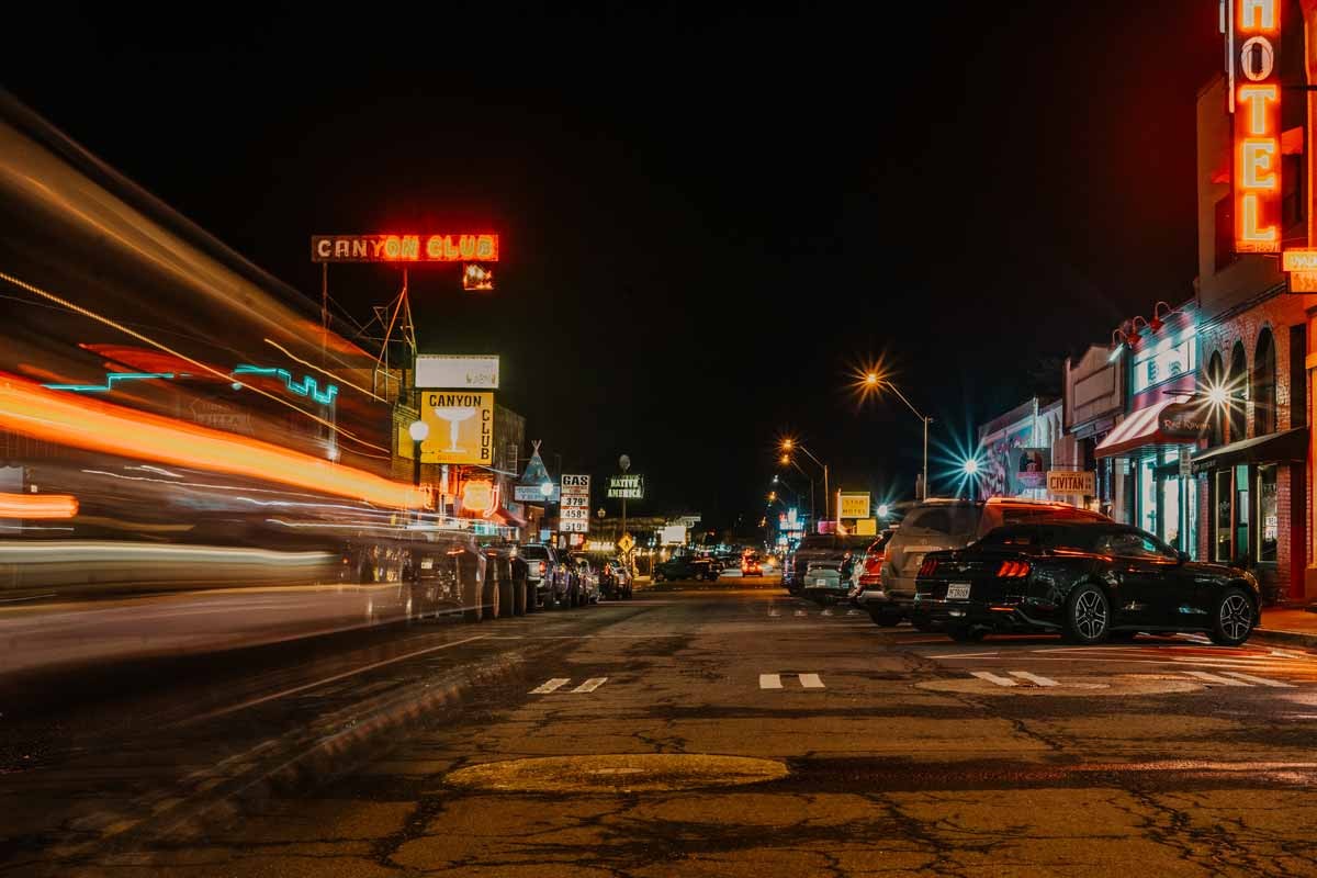 Neon Lights Along Route 66 in Williams, Arizona