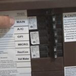 RV electrical panel with clearly labeled circuit breakers