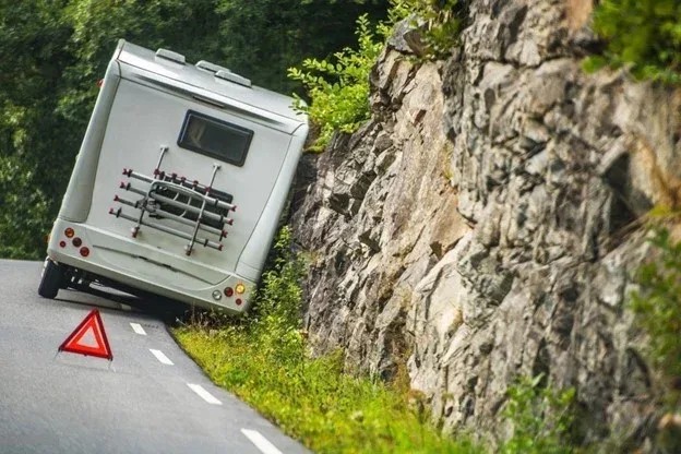 RV damaged in an accident