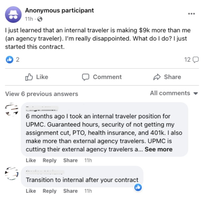 Nurse reviewing options for internal travel programs on a tablet