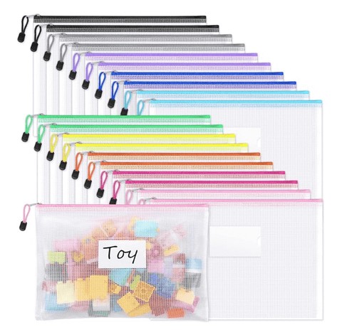 Labeled zippered pouches for travel