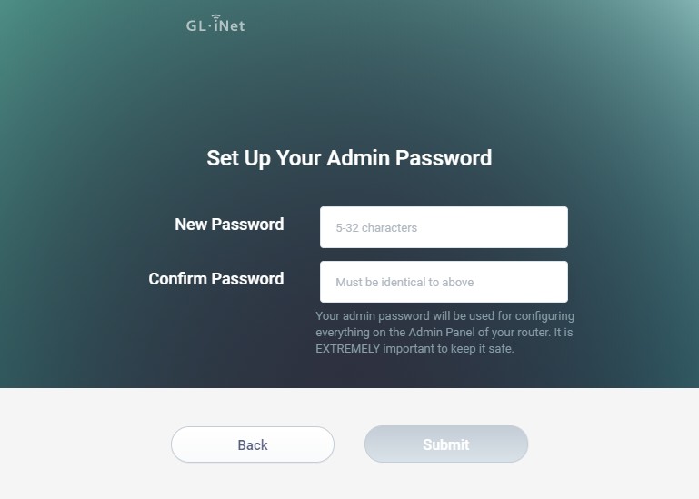 Setting up an admin password for the GL.iNet router