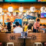 A small restaurant in Yokohama, Japan. The image highlights the Japanese dining culture and customs.
