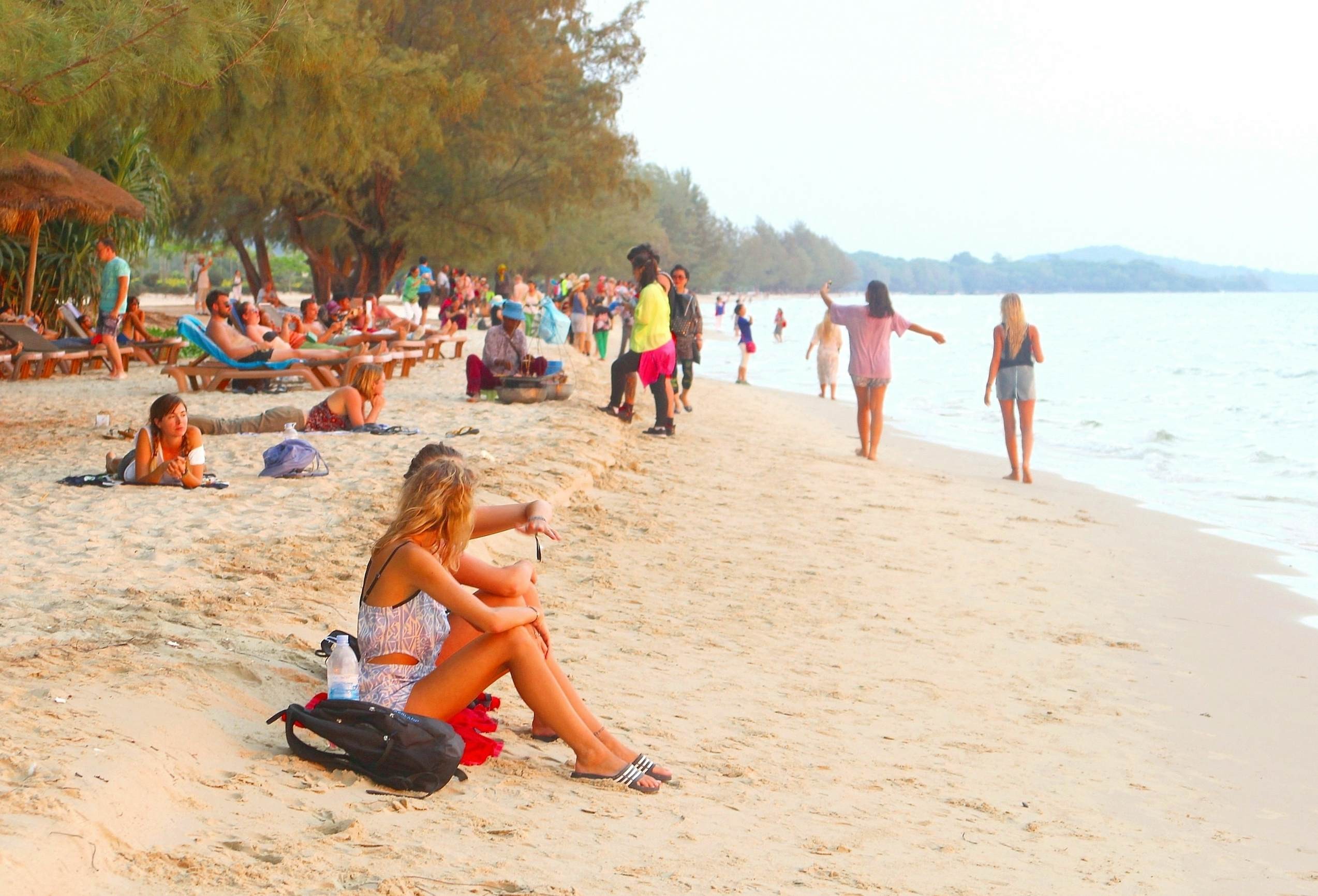 Otres Beach in Sihanoukville at sunset, showcasing the calm waters and relaxed atmosphere ideal for beach vacations