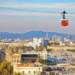 Barcelona cityscape with cable car