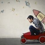 Driving to the moon, a humorous depiction