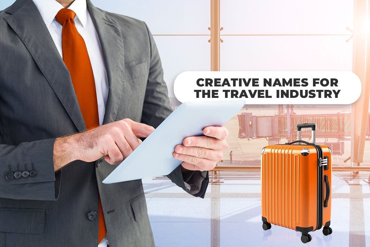 Travel agent using tablet looking for name ideas, Summer Travel Agency