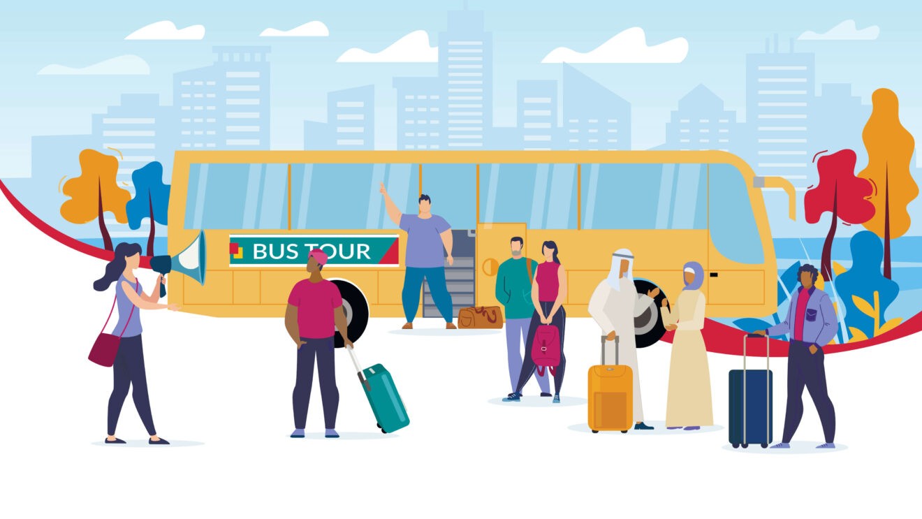 Traveling Bus Tours Vector