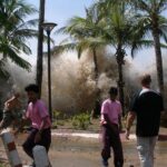 Tsunami wave approaching the coast