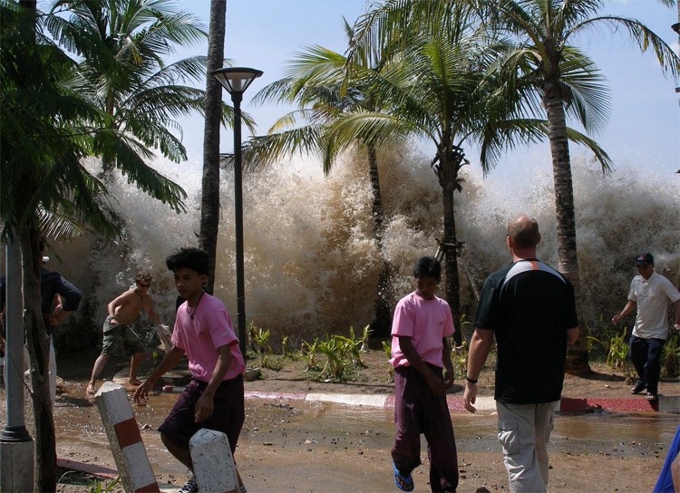 Tsunami wave approaching the coast