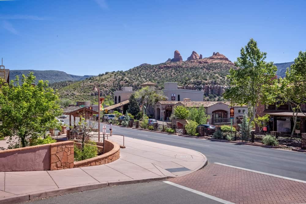 The stunning red rock formations of Sedona, Arizona, under a clear blue sky