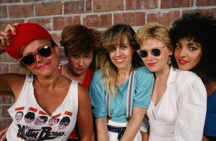 The Go-Go's pose for a promotional shot for Vacation