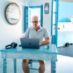 Laptop setup in a campervan, illustrating remote work and digital nomad lifestyle