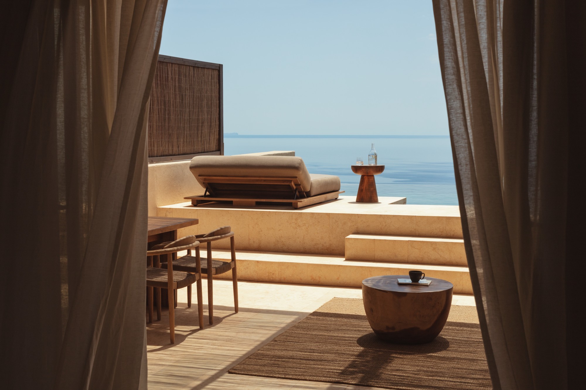 A discreet, luxe terrace with a plunge pool overlooking the ocean